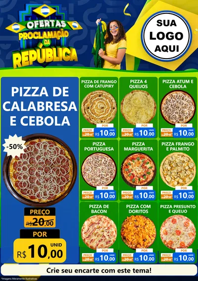 Modelo de Encarte para Encarte A4 Vertical com o tema Ofertas Proclamação da República para Pizzaria