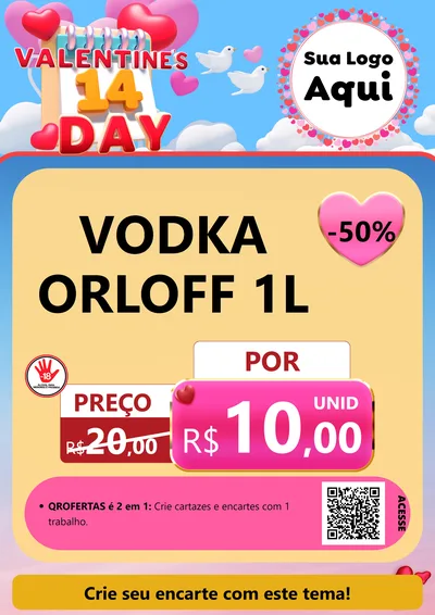 Modelo de Cartaz para Cartaz A4 Vertical com o tema Valentine's Day para Distribuidora de bebidas
