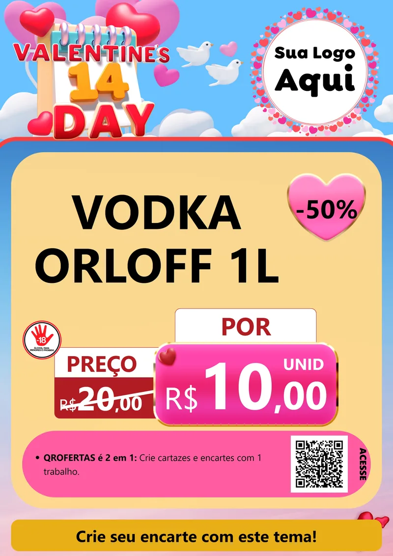 Modelo de Cartaz para Cartaz A4 Vertical com o tema Valentine's Day para Distribuidora de bebidas