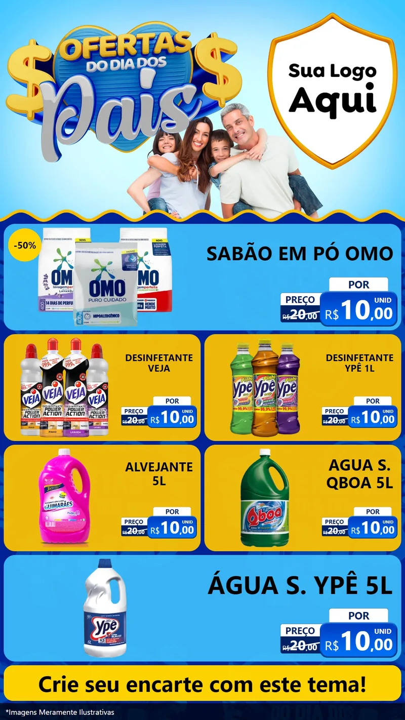Modelo de TV para TV Vertical com o tema Ofertas do Dia dos Pais para Produtos de Limpeza