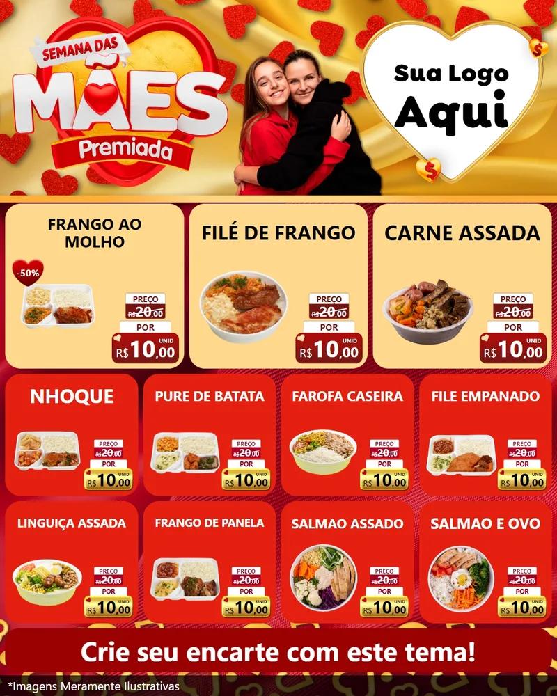 Modelo de Rede Social para Feed Instagram com o tema Semana das Mães Premiada para Restaurante