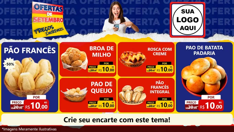 Modelo de TV para TV Horizontal com o tema Ofertas de Setembro - Preços Incríveis para Padaria