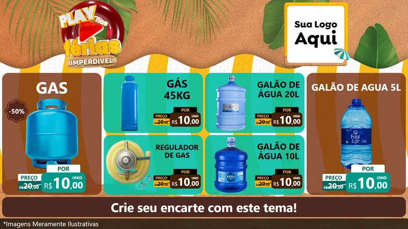 Modelo de TV para TV Horizontal com o tema Play Nas Férias Imperdível para Água e gás