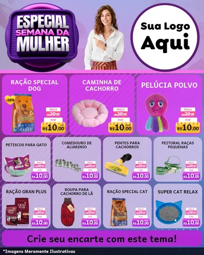 Modelo de Rede Social para Feed Instagram com o tema Especial Semana da Mulher para Pet Shop