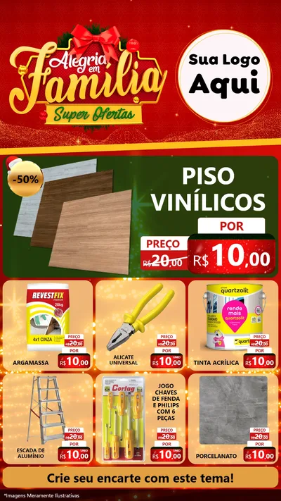 Modelo de Rede Social para Stories com o tema Alegria em Família Super Ofertas - Natal para Material para Construção