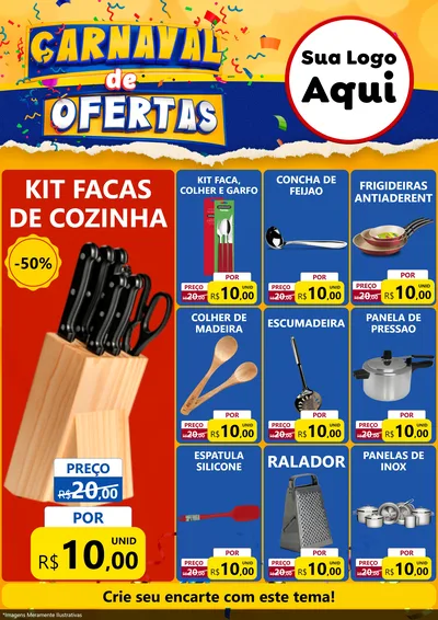 Modelo de Encarte para Encarte A4 Vertical com o tema Carnaval de Ofertas para Utilidades Domésticas