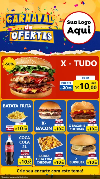 Modelo de Rede Social para Stories com o tema Carnaval de Ofertas para Hamburgueria