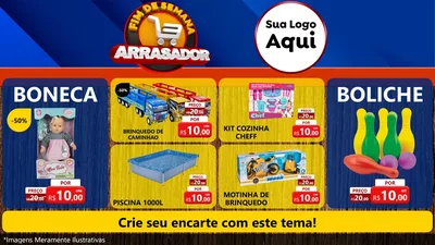 Modelo de TV para TV Horizontal com o tema Fim De Semana Arrasador para Brinquedos