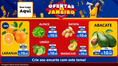 Modelo de TV para TV Horizontal com o tema Ofertas de Janeiro para Hortifrúti