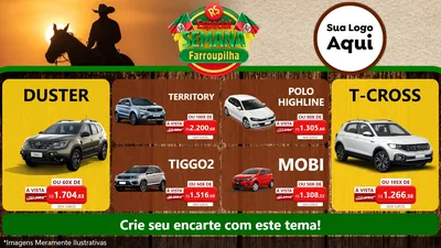 Modelo de TV para TV Horizontal com o tema Especial Semana Farroupilha para Concessionaria de Carros