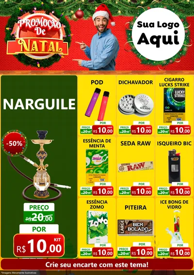 Modelo de Encarte para Encarte A4 Vertical com o tema Promoção de Natal para Tabacaria