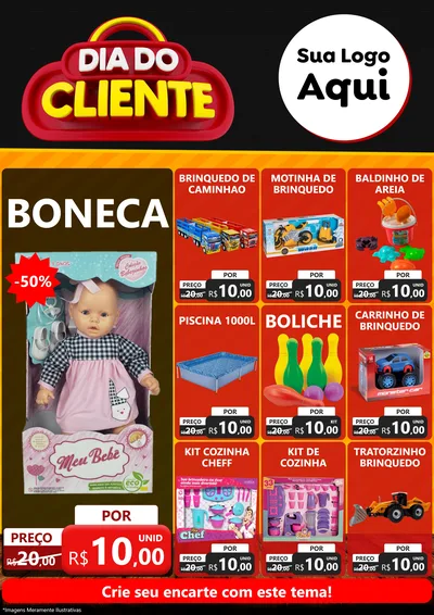 Modelo de Encarte para Encarte A4 Vertical com o tema Dia do Cliente para Brinquedos