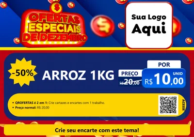 Modelo de Cartaz para Cartaz A4 Horizontal com o tema Ofertas Especiais de Dezembro para Supermercado