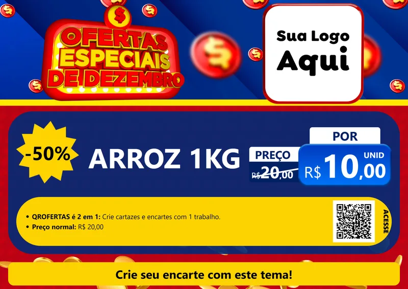 Modelo de Cartaz para Cartaz A4 Horizontal com o tema Ofertas Especiais de Dezembro para Supermercado