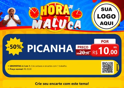 Modelo de Cartaz para Cartaz A4 Horizontal com o tema Hora Maluca para Açougue