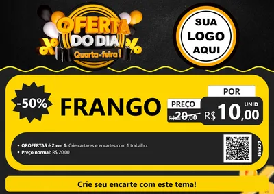 Modelo de Cartaz para Cartaz A4 Horizontal com o tema Oferta do Dia - Quarta Feira! para Assados