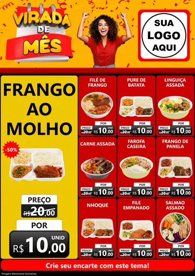 Modelo de Encarte para Encarte A4 Vertical com o tema Virada de Mês para Restaurante