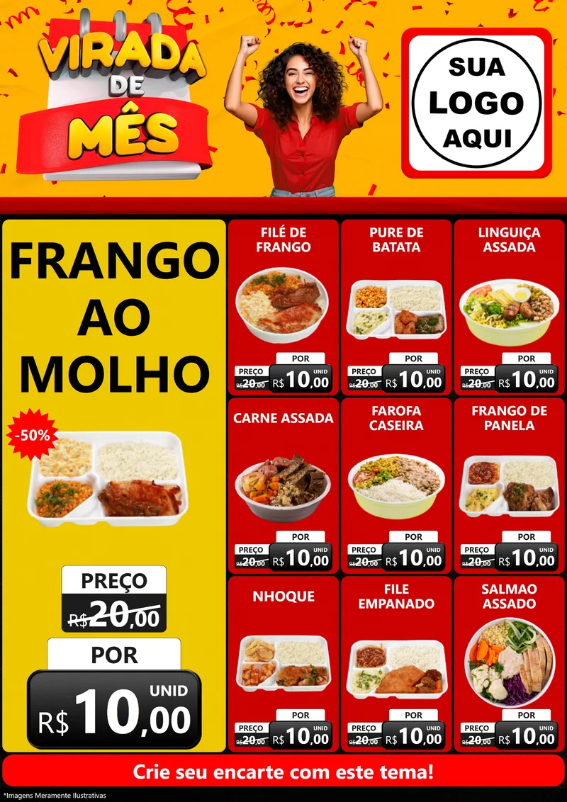 Modelo de Encarte para Encarte A4 Vertical com o tema Virada de Mês para Restaurante