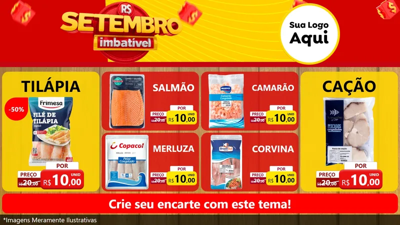 Modelo de TV para TV Horizontal com o tema Setembro Imbatível para Peixaria