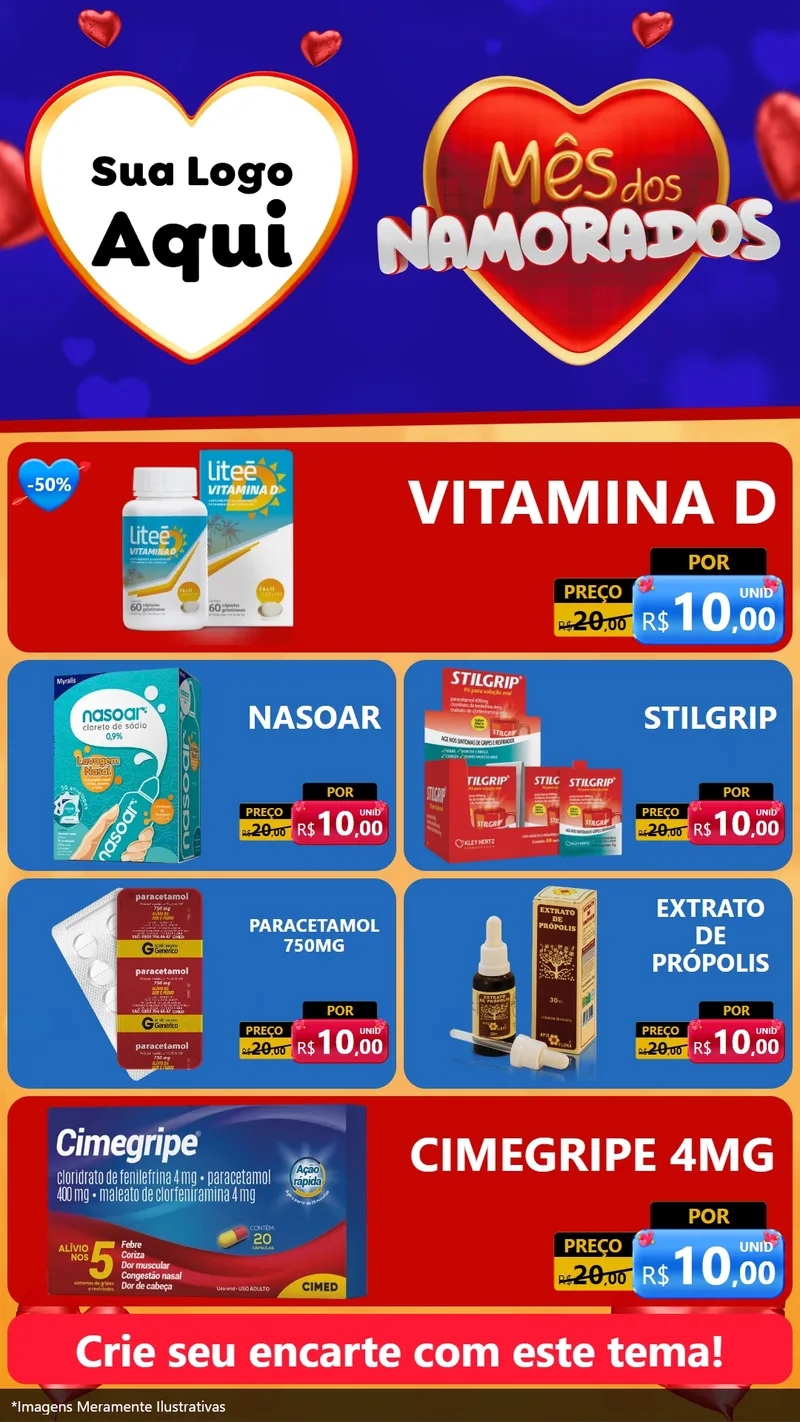 Modelo de TV para TV Vertical com o tema Mês dos Namorados para Farmácia