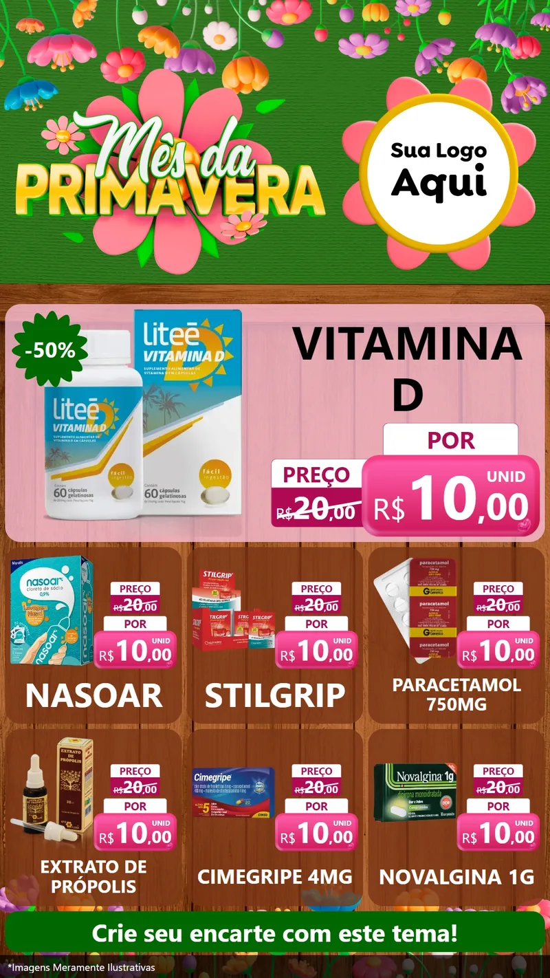 Modelo de Rede Social para Stories com o tema Mês da Primavera para Farmácia
