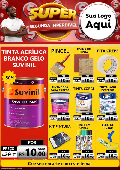 Modelo de Encarte para Encarte A4 Vertical com o tema Super Segunda Imperdível para Tintas e Ferramentas