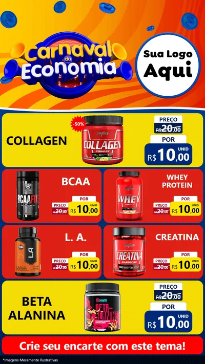 Modelo de TV para TV Vertical com o tema Carnaval da Economia para Suplementos alimentares