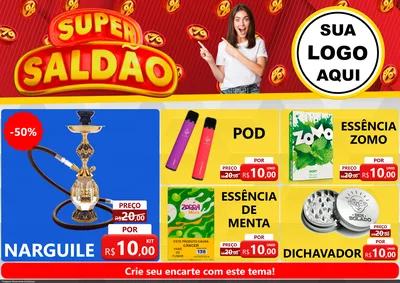 Modelo de Encarte para Encarte A4 Horizontal com o tema Super Saldão para Tabacaria