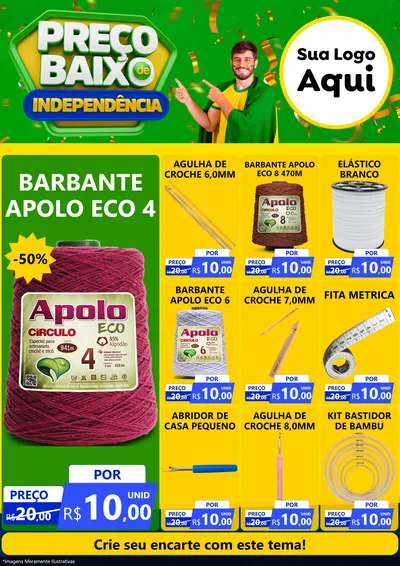 Modelo de Encarte para Encarte A4 Vertical com o tema Preço Baixo de Independência para Armarinho e Aviamentos