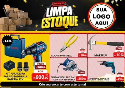 Modelo de Encarte para Encarte A4 Horizontal com o tema Operação Limpa Estoque para Maquinas e Ferramentas