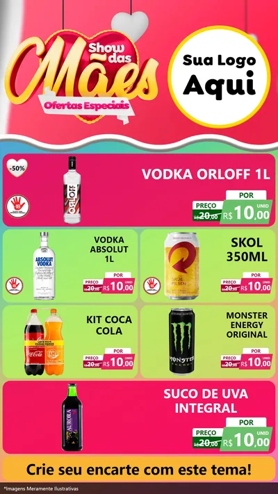 Modelo de TV para TV Vertical com o tema Show das Mães - Ofertas Especiais para Distribuidora de bebidas