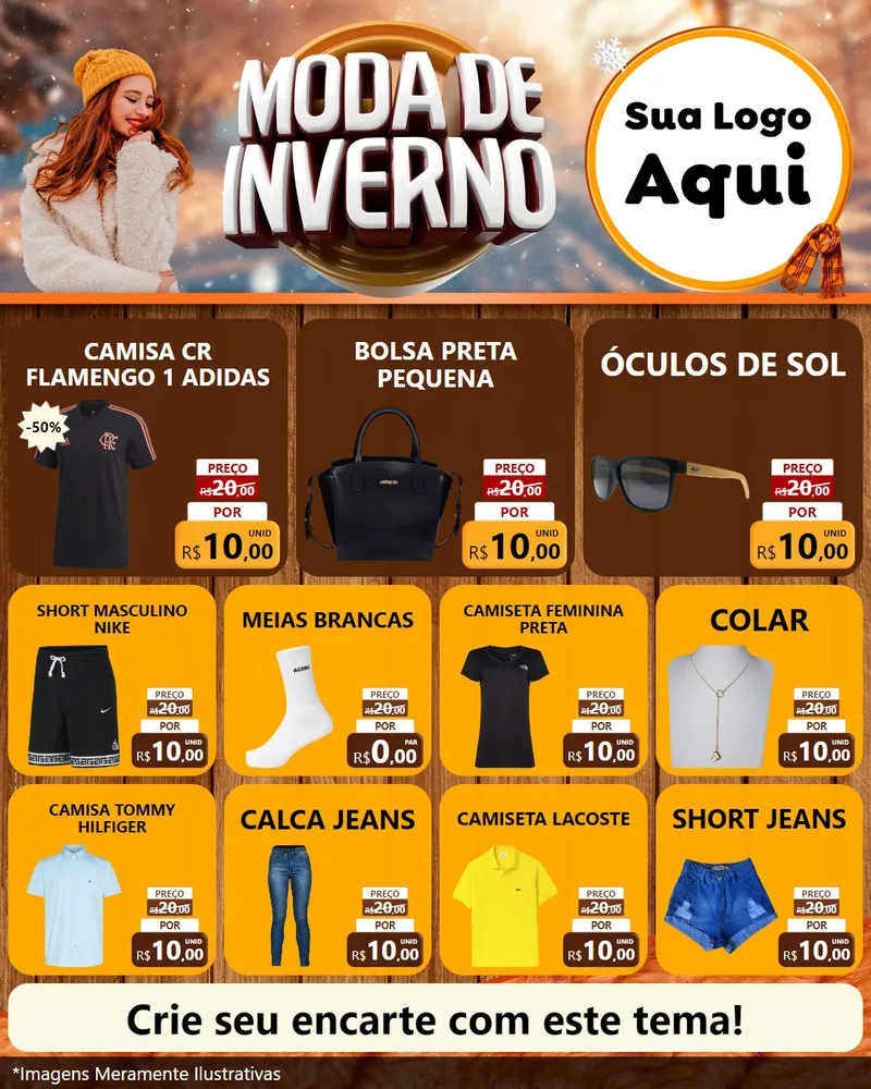 Modelo de Rede Social para Feed Instagram com o tema Moda de Inverno para Roupas e acessórios
