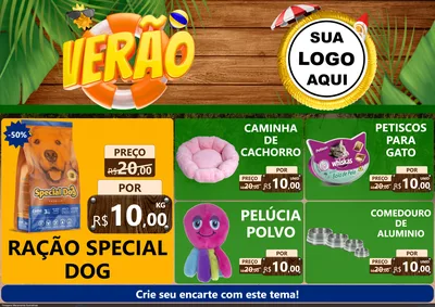 Modelo de Encarte para Encarte A4 Horizontal com o tema Verão para Pet Shop
