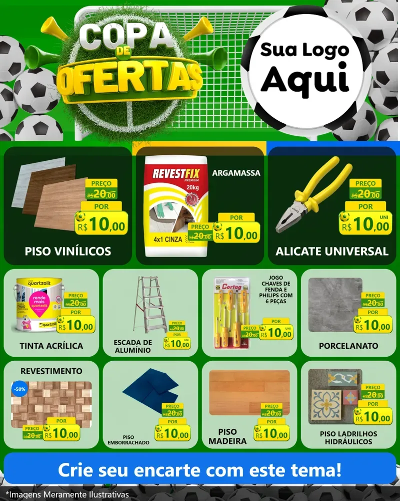 Modelo de Rede Social para Feed Instagram com o tema Copa De Ofertas para Material para Construção