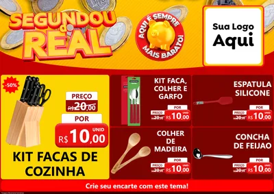 Modelo de Encarte para Encarte A4 Horizontal com o tema Segundou do Real para Utilidades Domésticas