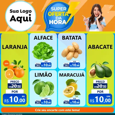 Modelo de Rede Social para Feed Facebook com o tema Super Oferta da Hora para Hortifrúti