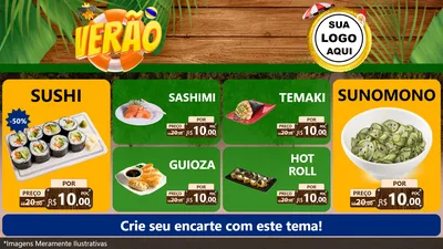Modelo de TV para TV Horizontal com o tema Verão para Comida japonesa