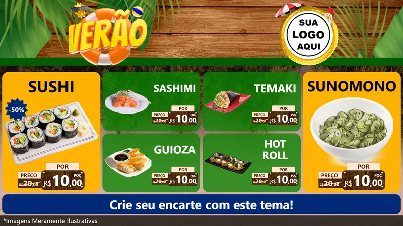 Modelo de TV para TV Horizontal com o tema Verão para Comida japonesa