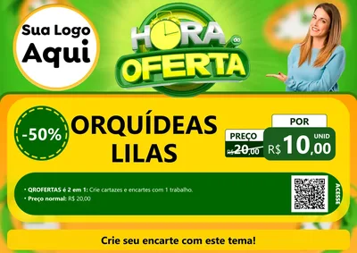 Modelo de Cartaz para Cartaz A4 Horizontal com o tema Hora da Oferta para Floricultura e jardim