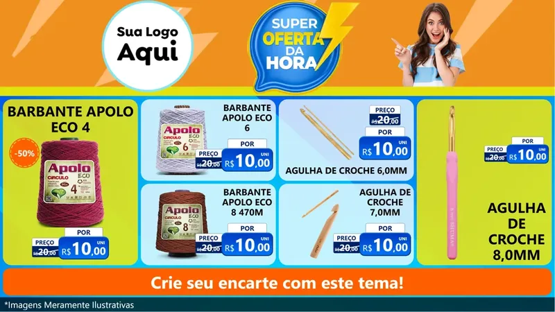 Modelo de TV para TV Horizontal com o tema Super Oferta da Hora para Armarinho e Aviamentos