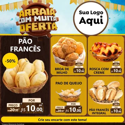 Modelo de Rede Social para Feed Facebook com o tema Ofertas de São João - Junina para Padaria