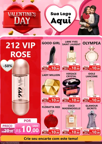 Modelo de Encarte para Encarte A4 Vertical com o tema Valentine's Day para Perfumes