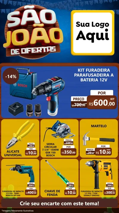 Modelo de Rede Social para Stories com o tema São João Ofertas Imbatíveis! - Junina para Maquinas e Ferramentas