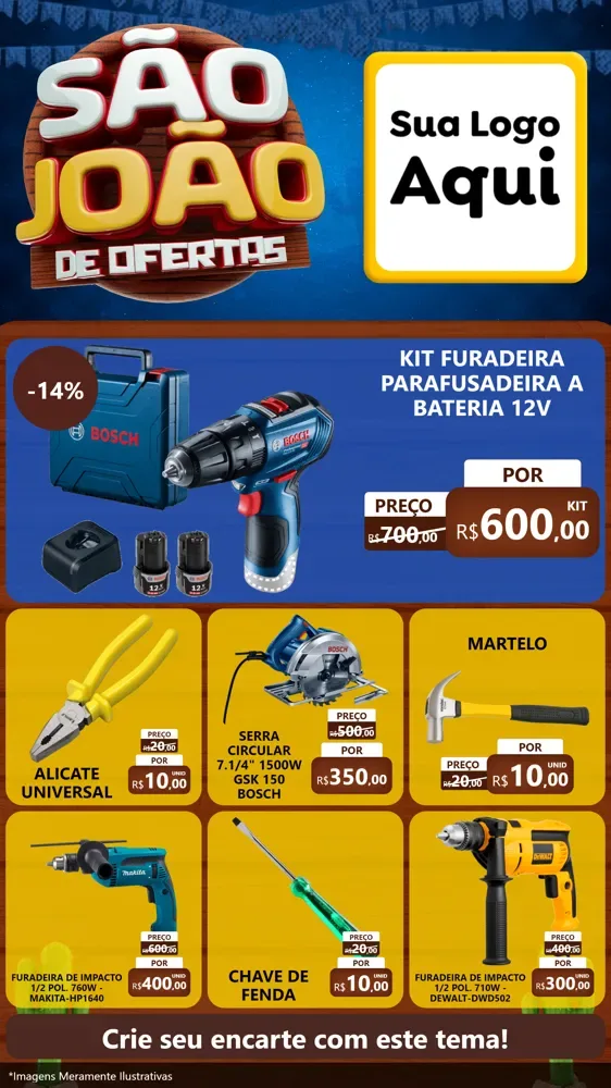 Modelo de Rede Social para Stories com o tema São João Ofertas Imbatíveis! - Junina para Maquinas e Ferramentas