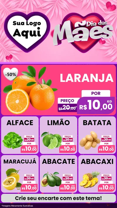 Modelo de Rede Social para Stories com o tema Dia das Mães para Hortifrúti