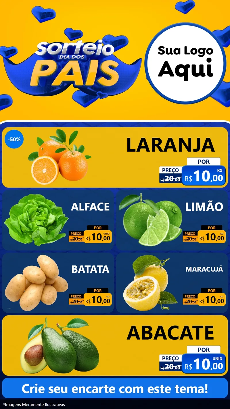 Modelo de TV para TV Vertical com o tema Sorteio Dia dos Pais para Hortifrúti