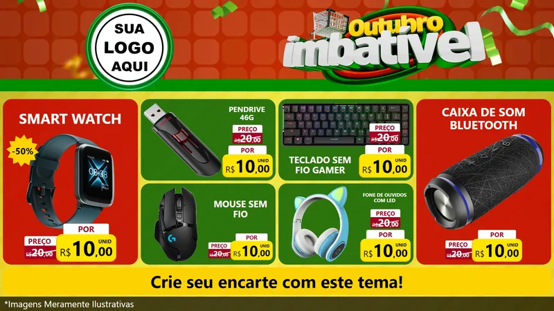 Modelo de TV para TV Horizontal com o tema Outubro Imbatível para Informática