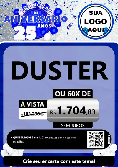Modelo de Cartaz para Cartaz A4 Vertical com o tema Promoção de Aniversário - 25 Anos para Concessionaria de Carros