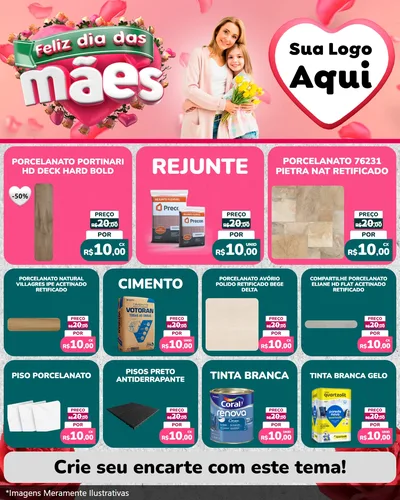 Modelo de Rede Social para Feed Instagram com o tema Feliz Dia das Mães para Pisos e revestimentos