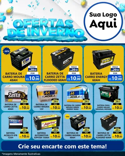 Modelo de Rede Social para Feed Instagram com o tema Ofertas de Inverno para Baterias Elétricas